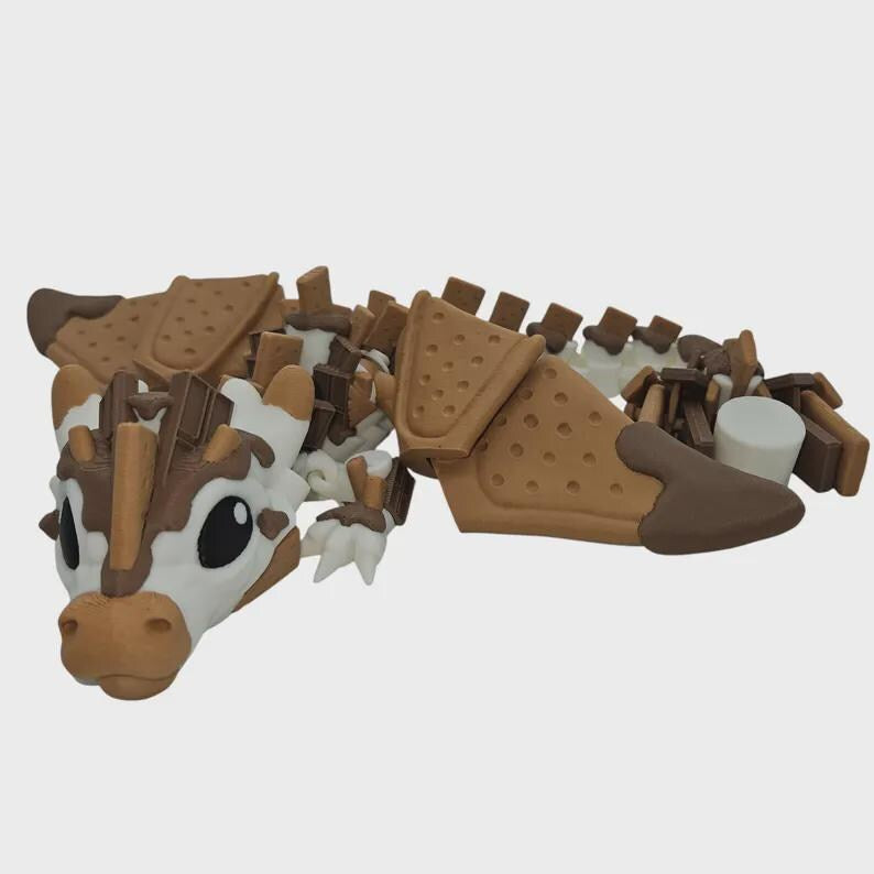 S’mores Dragon, articulated dragon, adult or baby, Christmas, 3d printed, Authorized seller