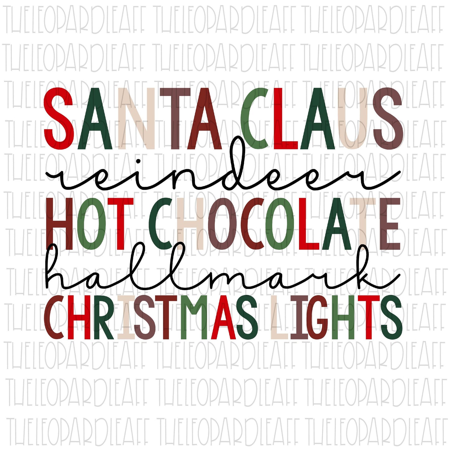 Santa Reindeer Hot Chocolate Hallmark Christmas lights, DIGITAL DESIGN **PNG file for Sublimation**