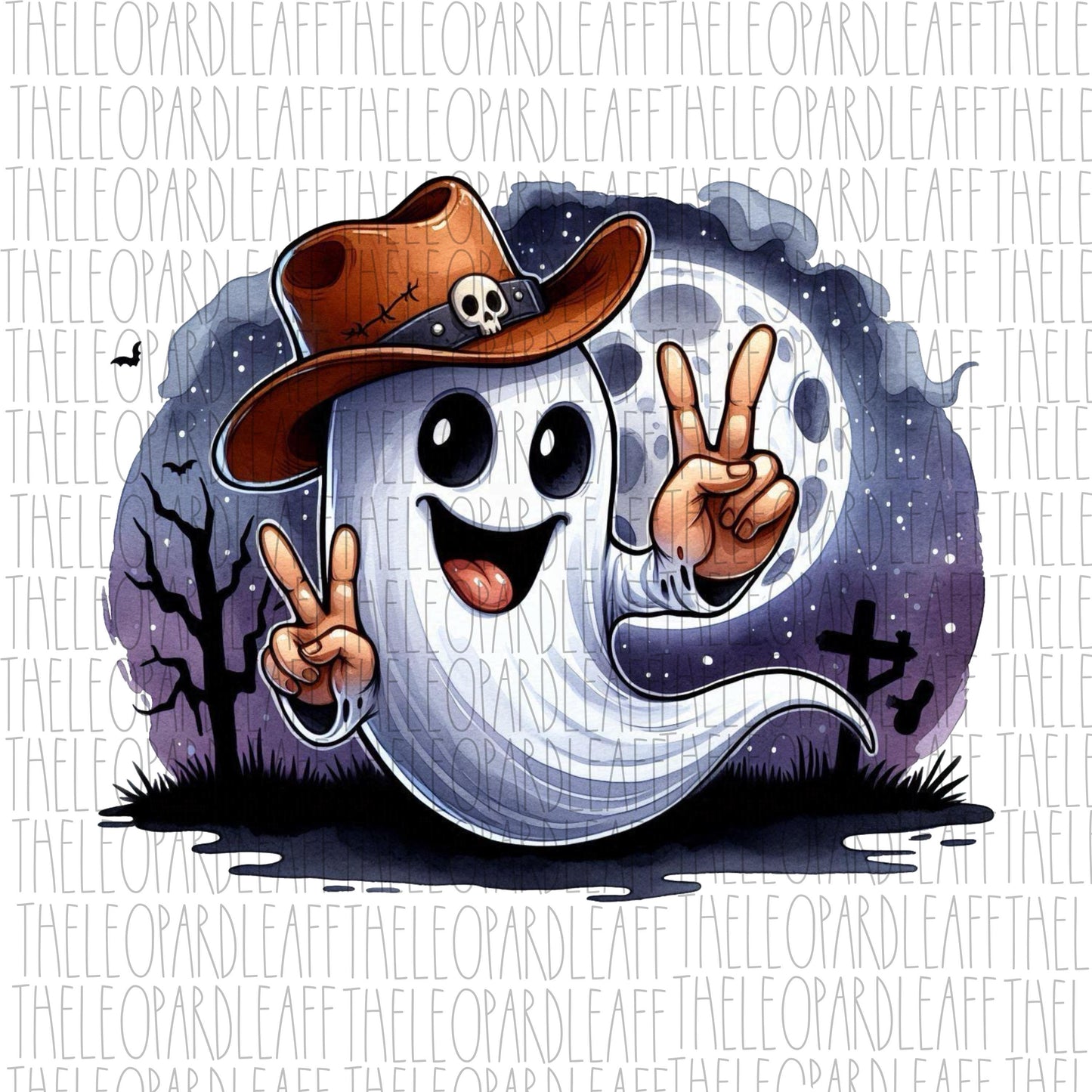 Ghost, cowboy ghost,cute, halloween, DIGITAL DESIGN **PNG file for Sublimation**