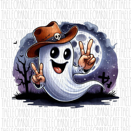 Ghost, cowboy ghost,cute, halloween, DIGITAL DESIGN **PNG file for Sublimation**