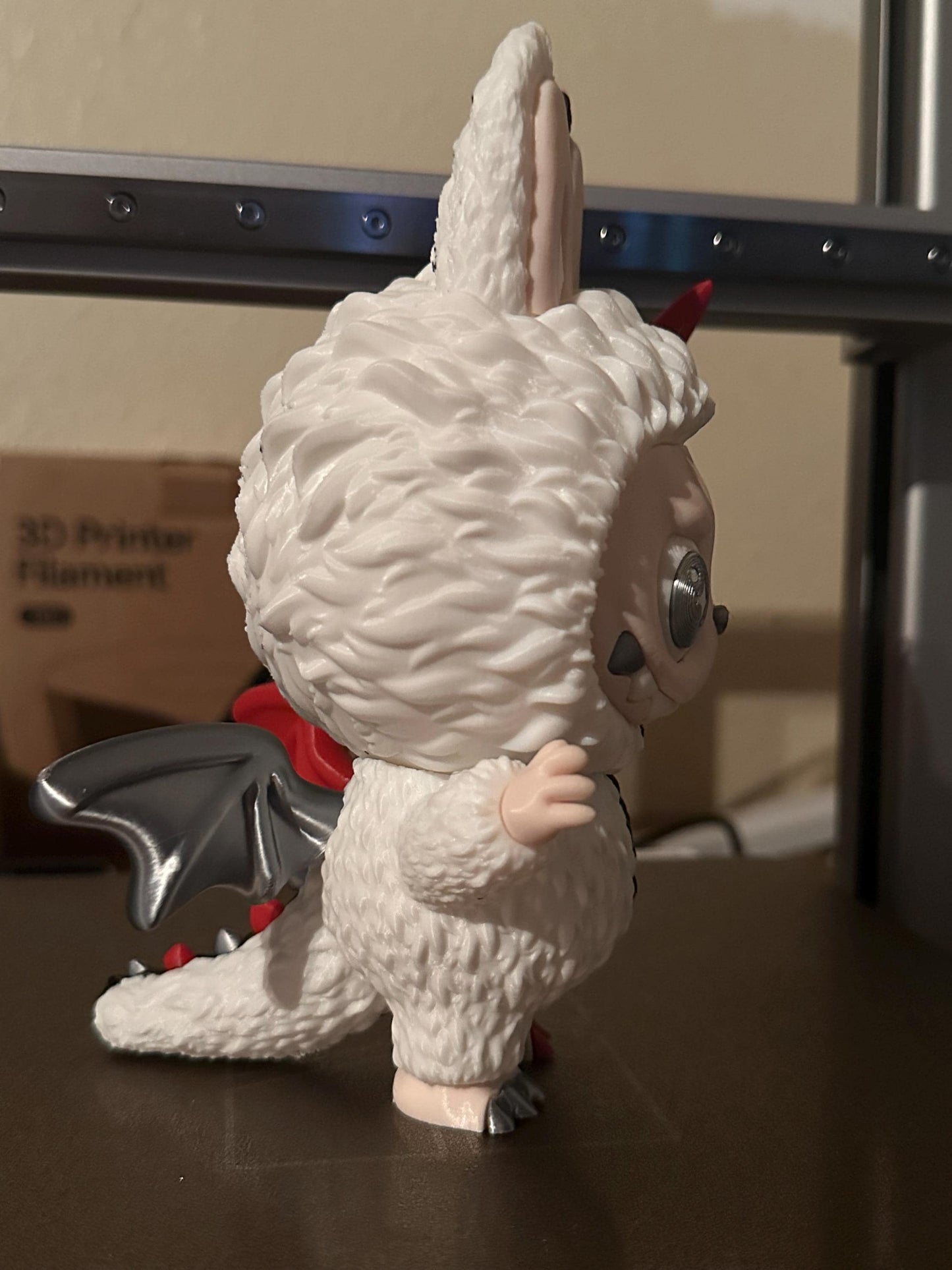 Half Angel/Devil monster inspired Labubu with moving eyes, 3d printed figure,Collectible