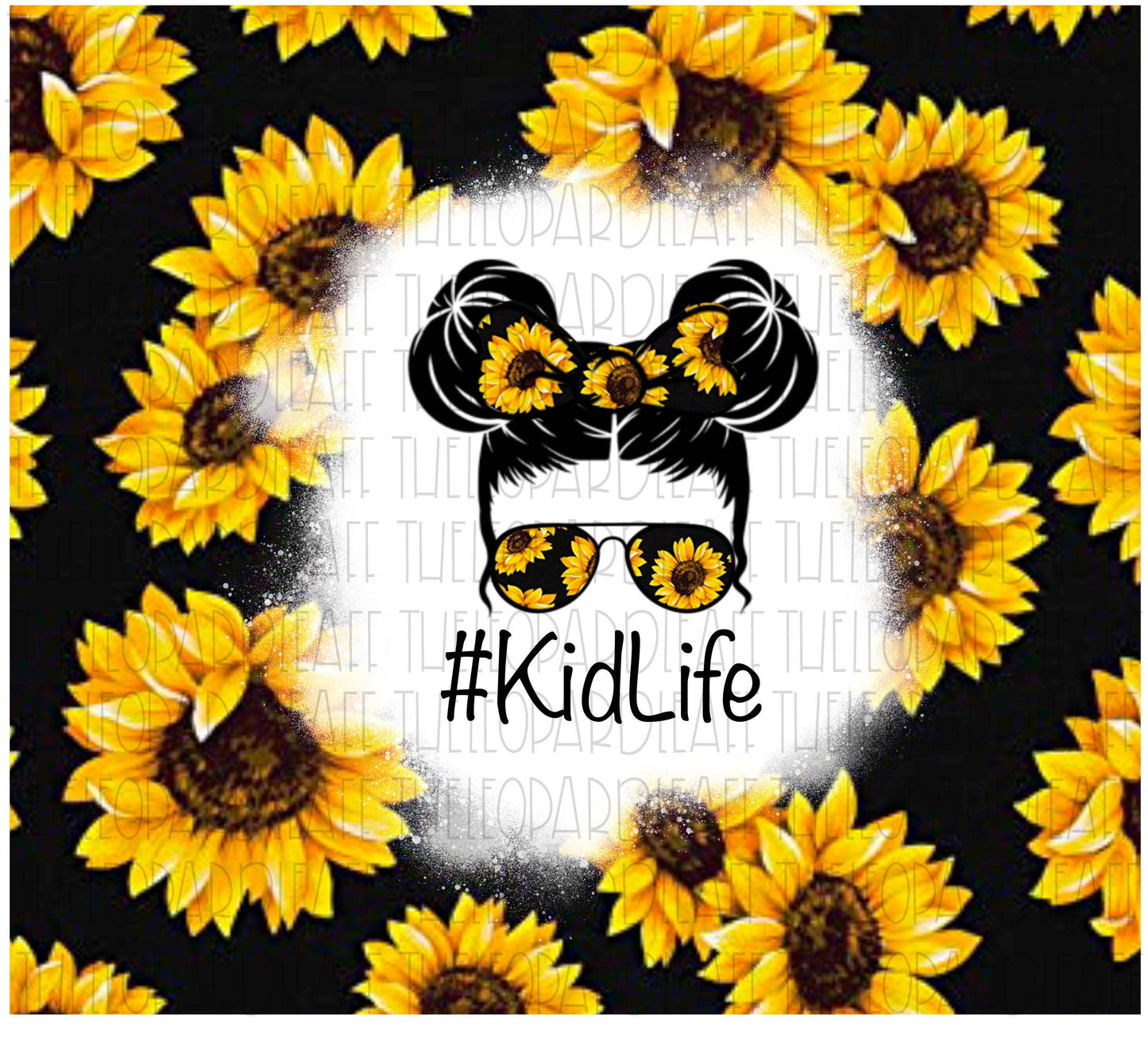 Kid life messy bun sunflower print DIGITAL DESIGN **PNG file for Sublimation**