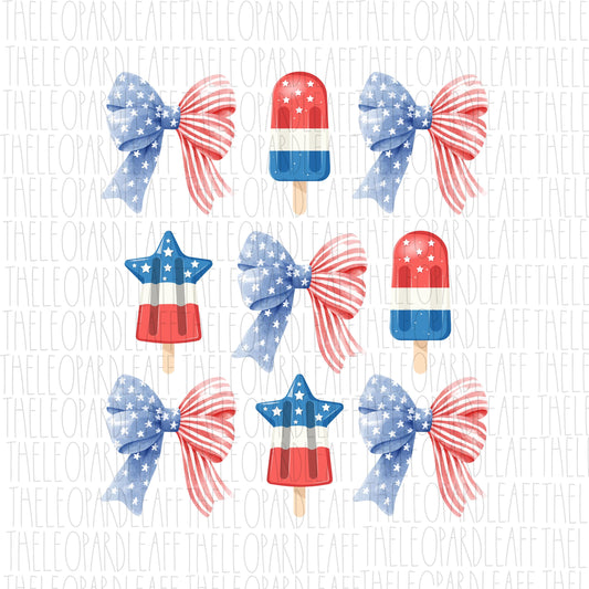 Patriotic popsicle coquette, 4th of July, DIGITAL DESIGN **PNG file for Sublimation**