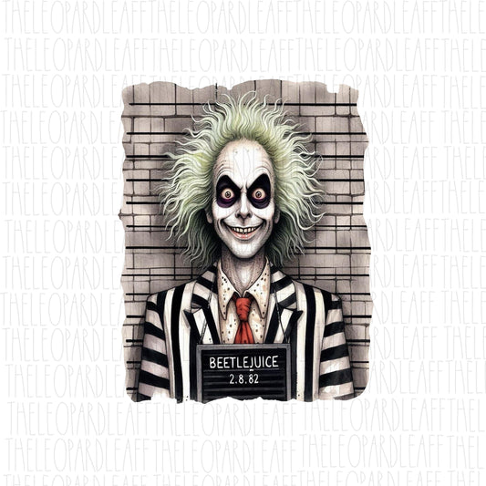 Beetlejuice mugshot, Halloween, DIGITAL DESIGN **PNG file for Sublimation**