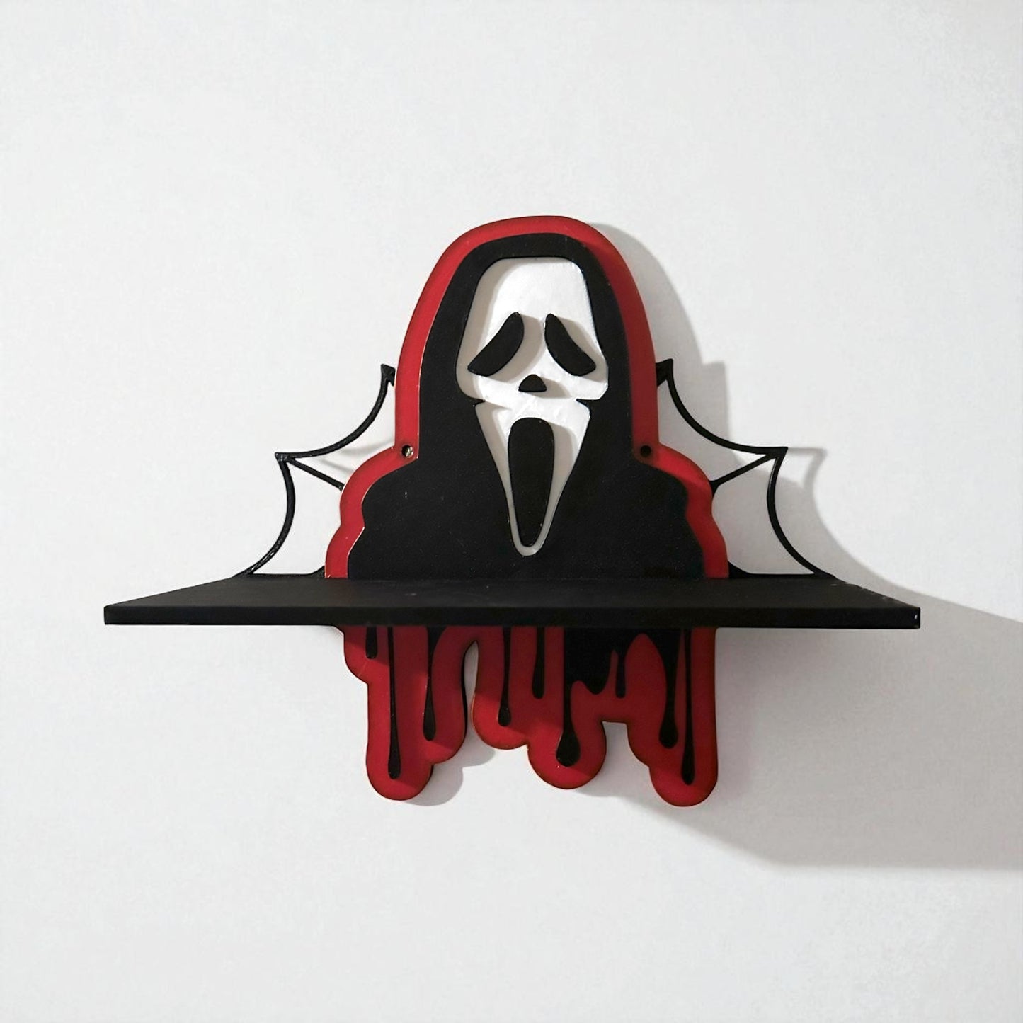 Ghostface Wall Shelf – 9.5 x 10 Inch Horror Décor, 3D Printed Dripping Blood Design