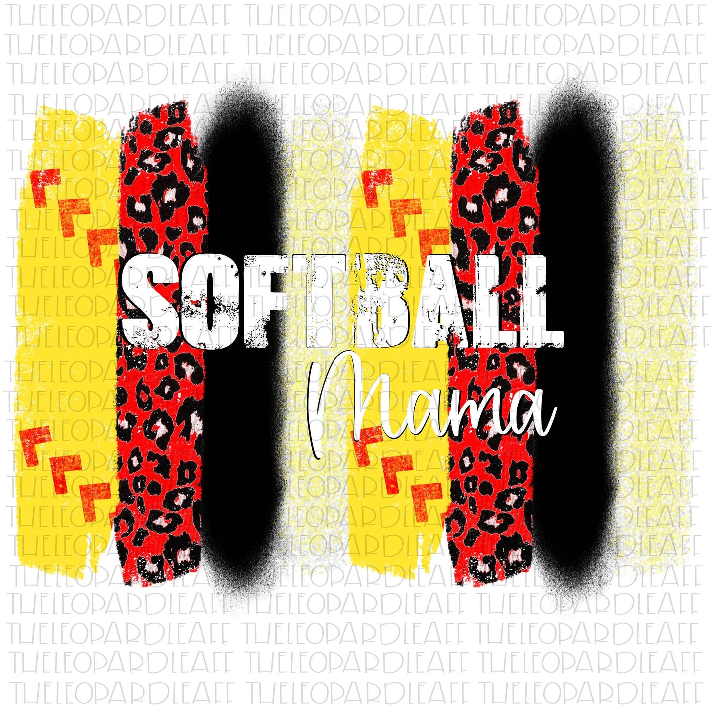 Softball Mama Leopard print brush strokes, DIGITAL DESIGN **PNG file for Sublimation**