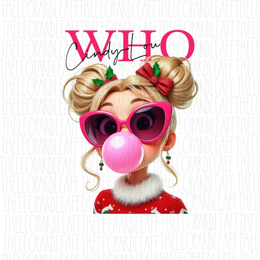 Cindy Lou Who, Grinch, bubblegum, Christmas, DIGITAL DESIGN **PNG file for Sublimation**