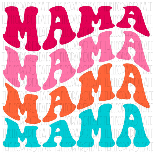 Mama mama wavy colored font, DIGITAL DESIGN **PNG file for Sublimation**