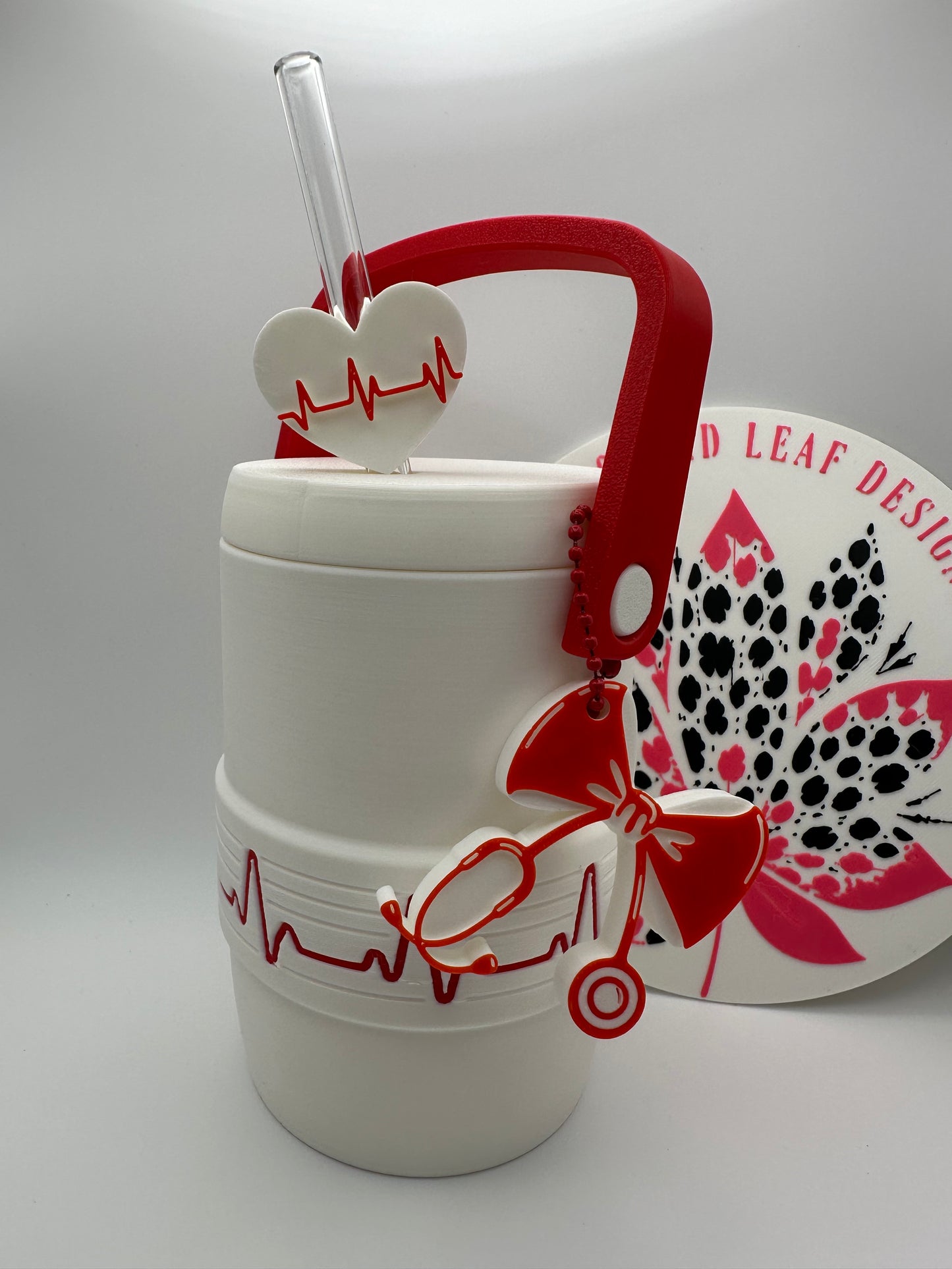 Nurse EKG Can Cooler with Optional Straw Topper & Pop Top Charm