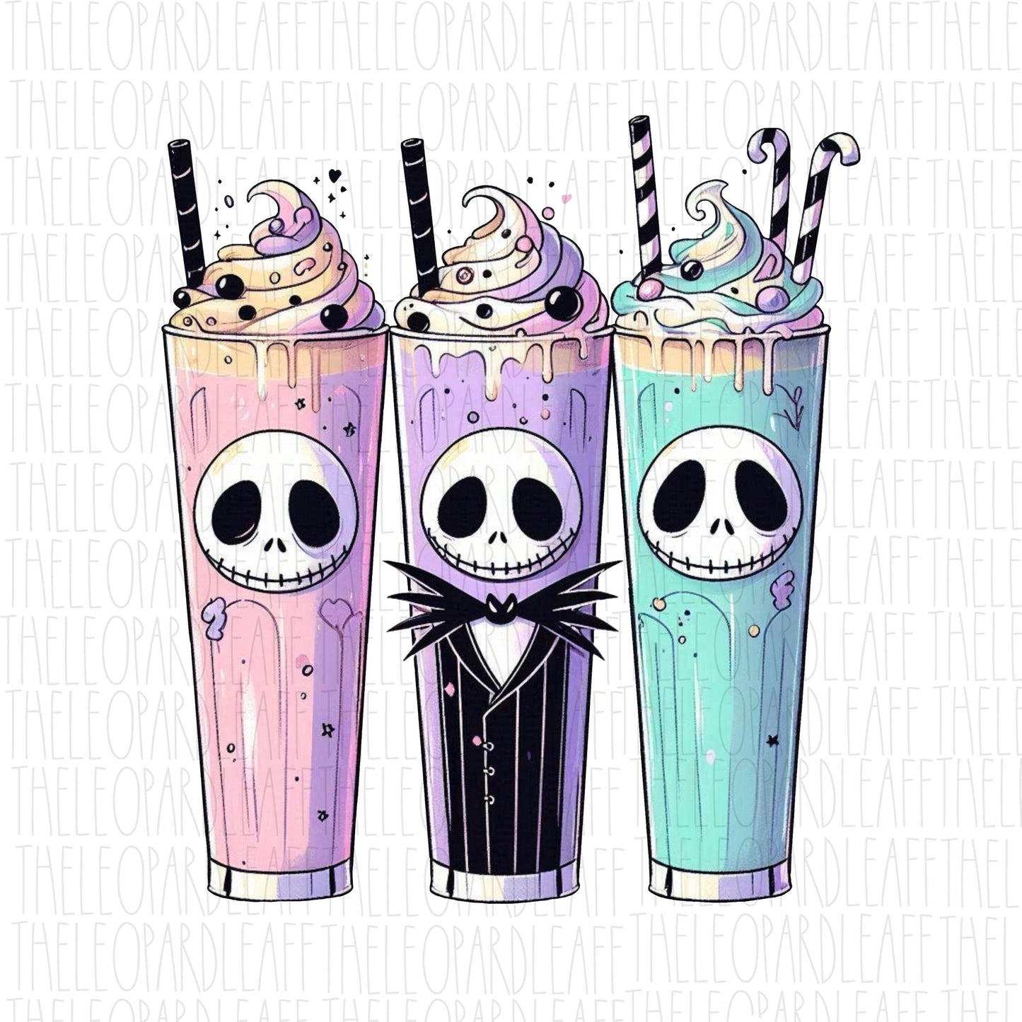 Jack Skellington pastel lattes, nightmare before Christmas,Halloween, DIGITAL DESIGN **PNG file for Sublimation**