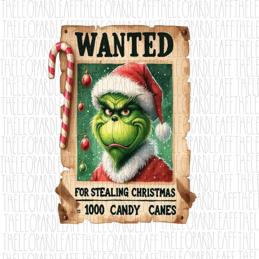 Wanted poster for stealing Christmas, Christmas, DIGITAL DESIGN **PNG file for Sublimation**