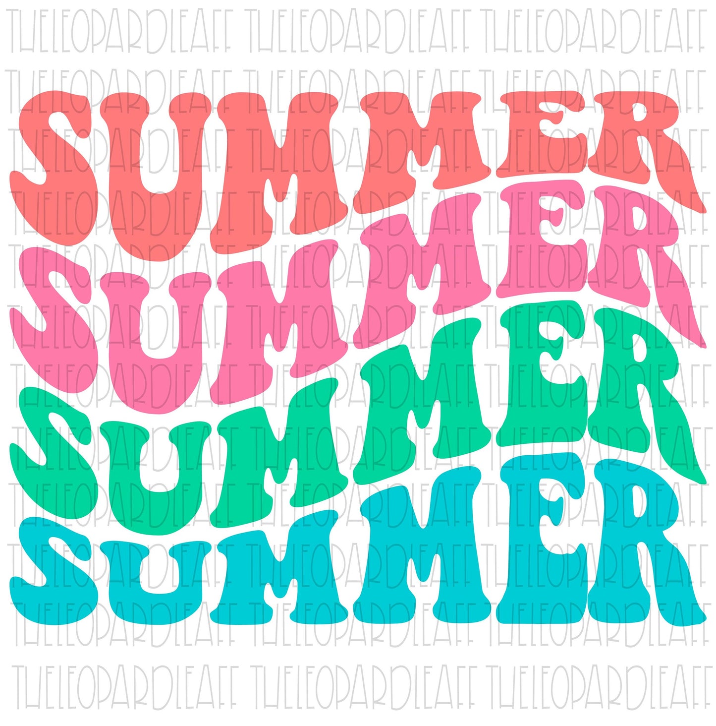 Summer wavy colored font, DIGITAL DESIGN **PNG file for Sublimation**