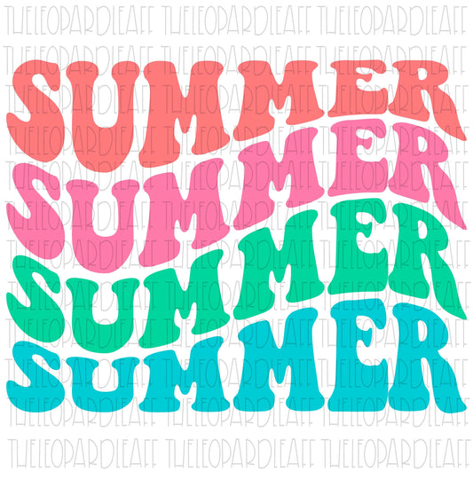 Summer wavy colored font, DIGITAL DESIGN **PNG file for Sublimation**