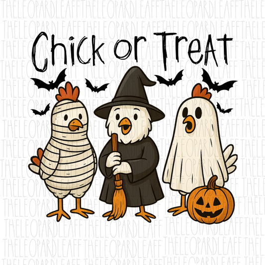 Chick or Treat, chickens in costumes, Halloween, DIGITAL DESIGN **PNG file**