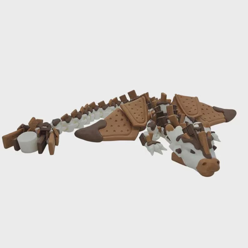 S’mores Dragon, articulated dragon, adult or baby, Christmas, 3d printed, Authorized seller