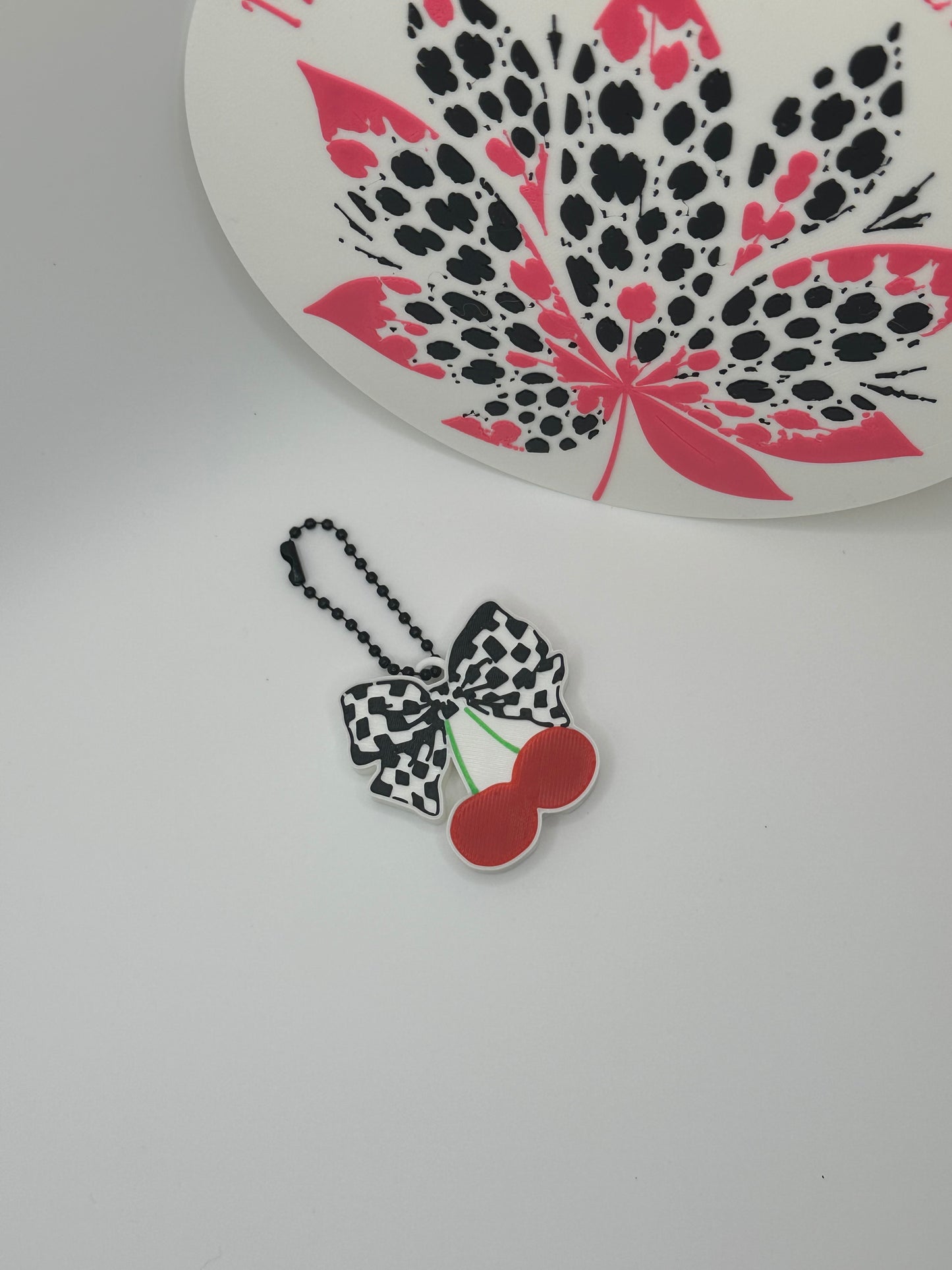 Checkered Cherry Bow Pop Top Keychain | Cute Cherry Bag Charm & Drink Pull Accessory