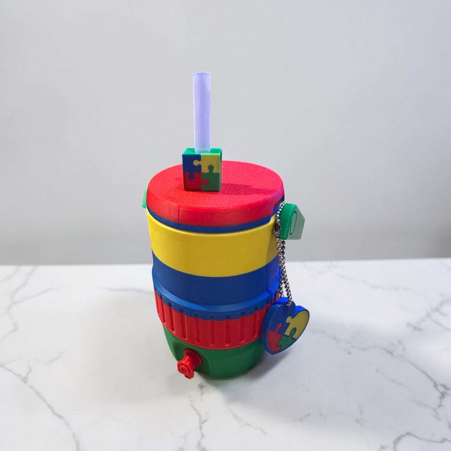 Autism Awareness 12oz Can Holder with Straw Lid & Handle