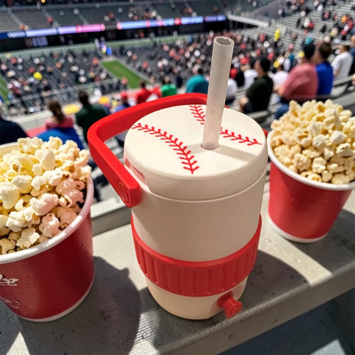 Baseball 12oz Can Holder with Straw Lid & Handle | Sports Drink Holder | Baseball Fan Gift | Game Day Accessory