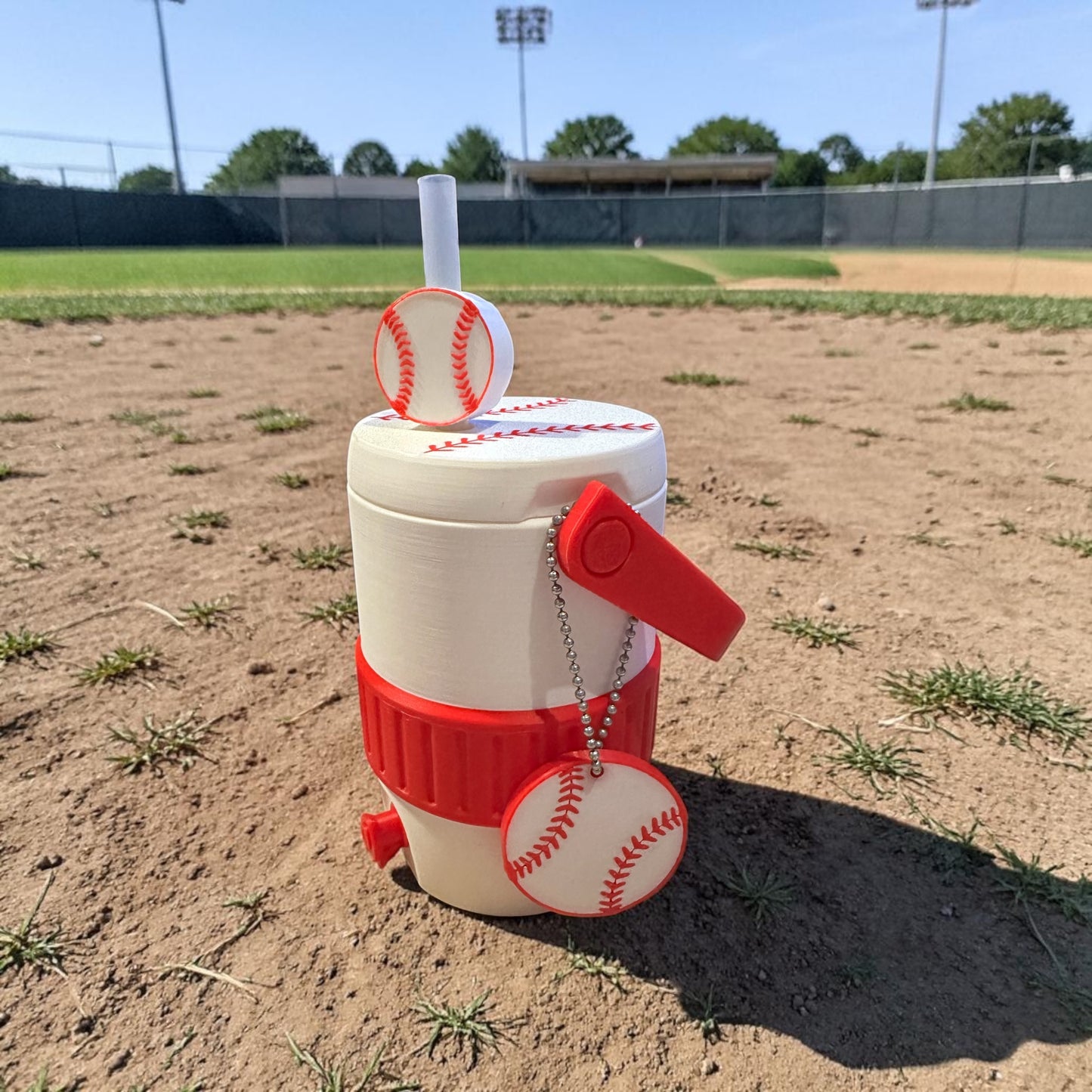 Baseball 12oz Can Holder with Straw Lid & Handle | Sports Drink Holder | Baseball Fan Gift | Game Day Accessory