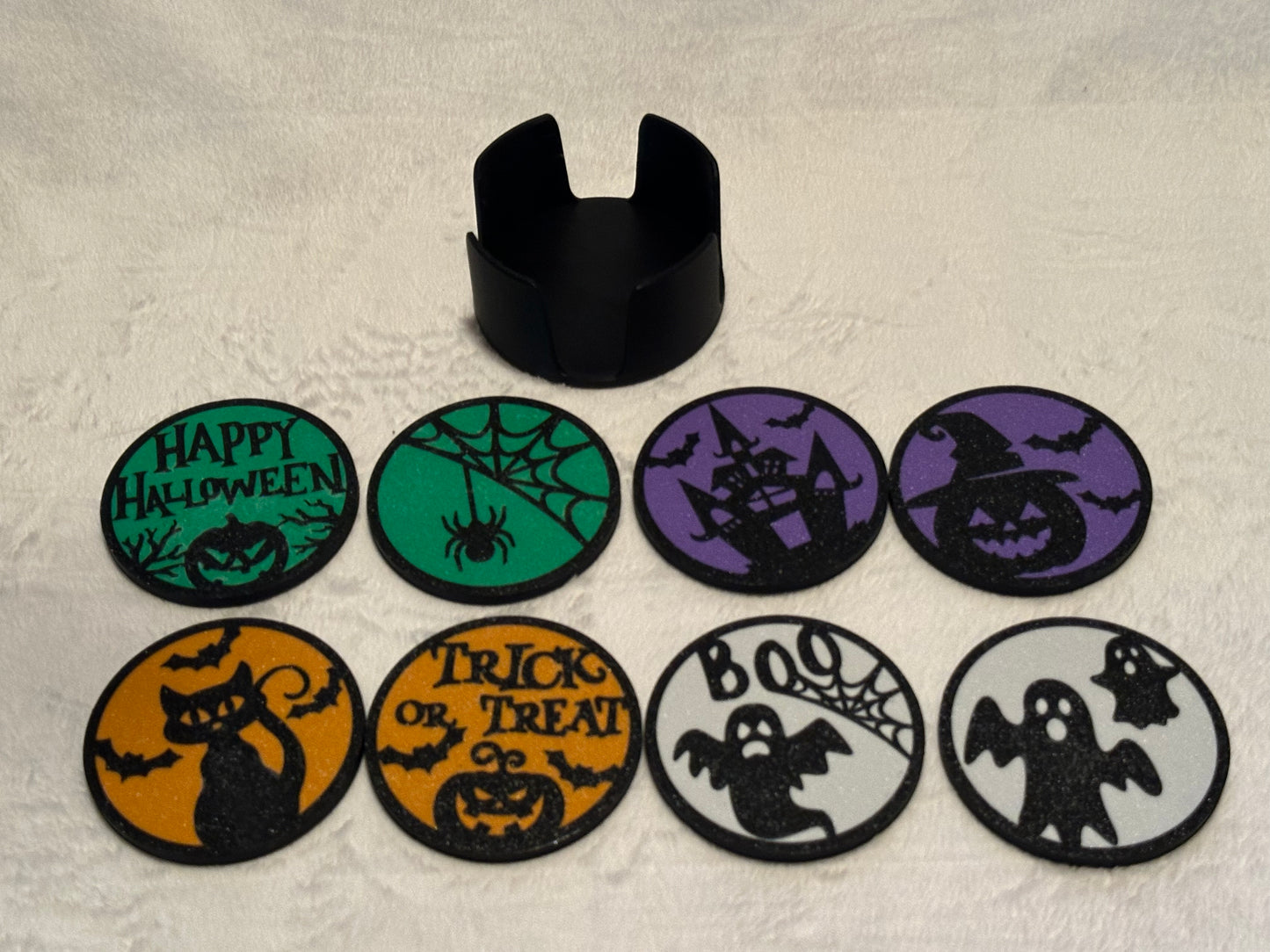 Halloween Coaster set of 8 with coaster holder, Halloween,3d printed, Decorative