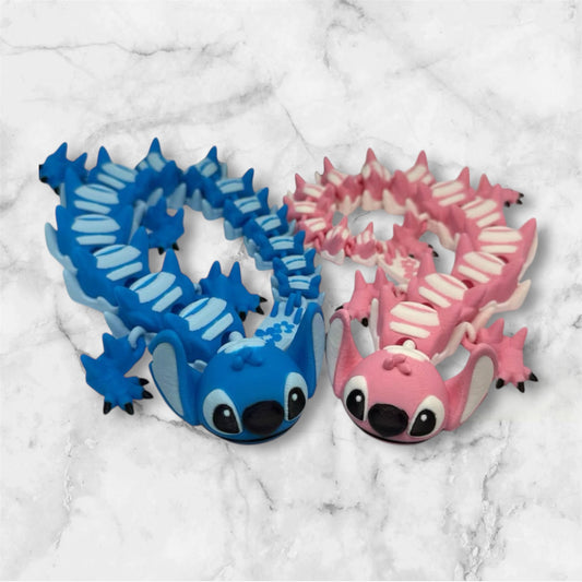 Stitch or Angel articulated Dragon, 3d printed