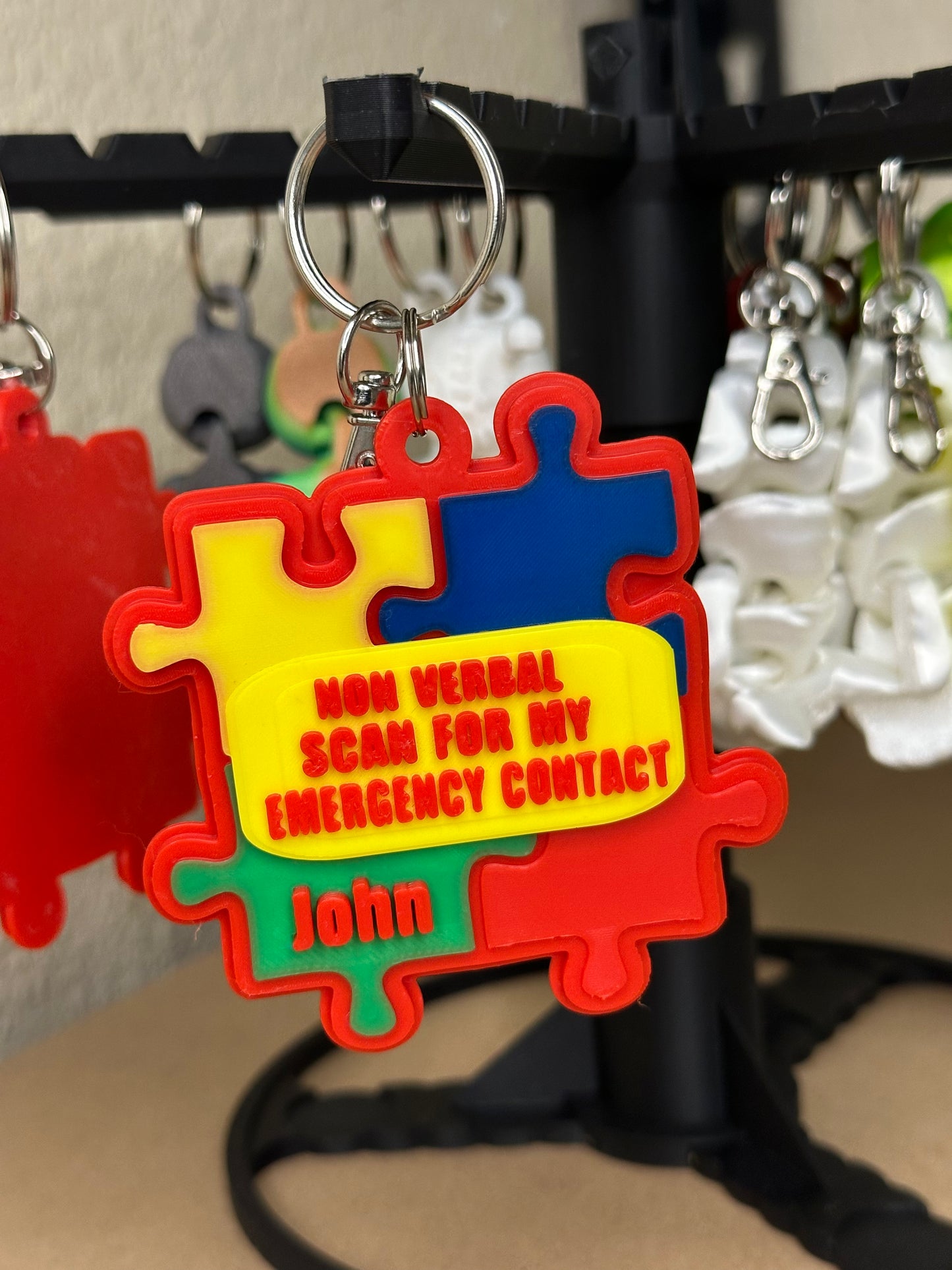 Puzzle Piece/non verbal tag, NFC backpack tag, scan and call, keychain