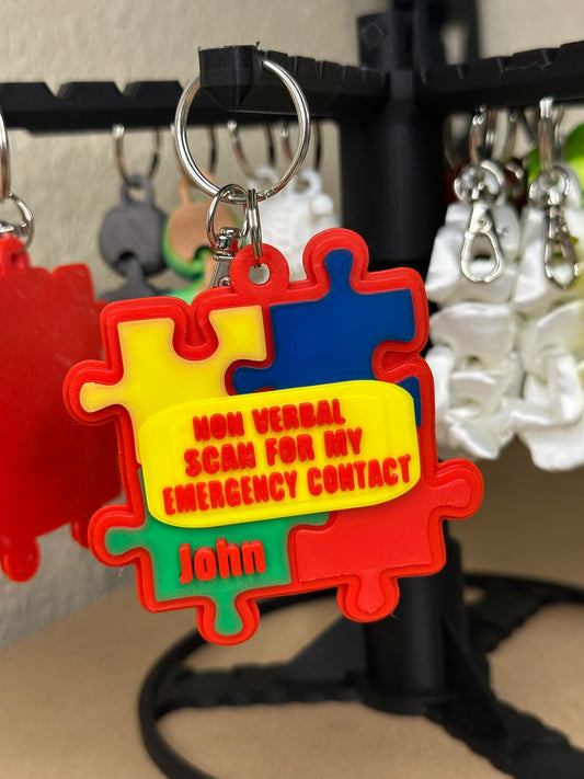 Puzzle Piece/non verbal tag, NFC backpack tag, scan and call, keychain