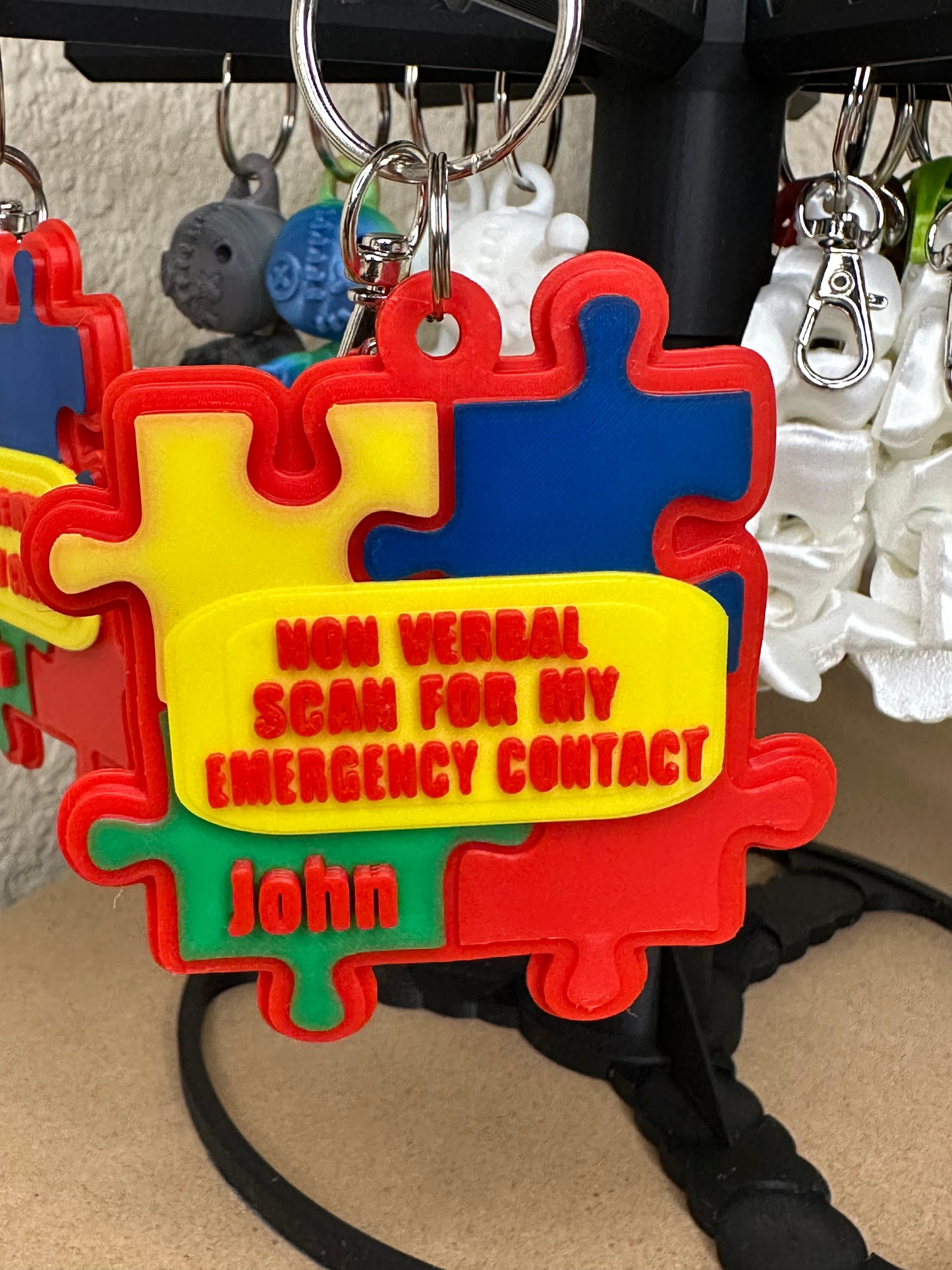 Puzzle Piece/non verbal tag, NFC backpack tag, scan and call, keychain