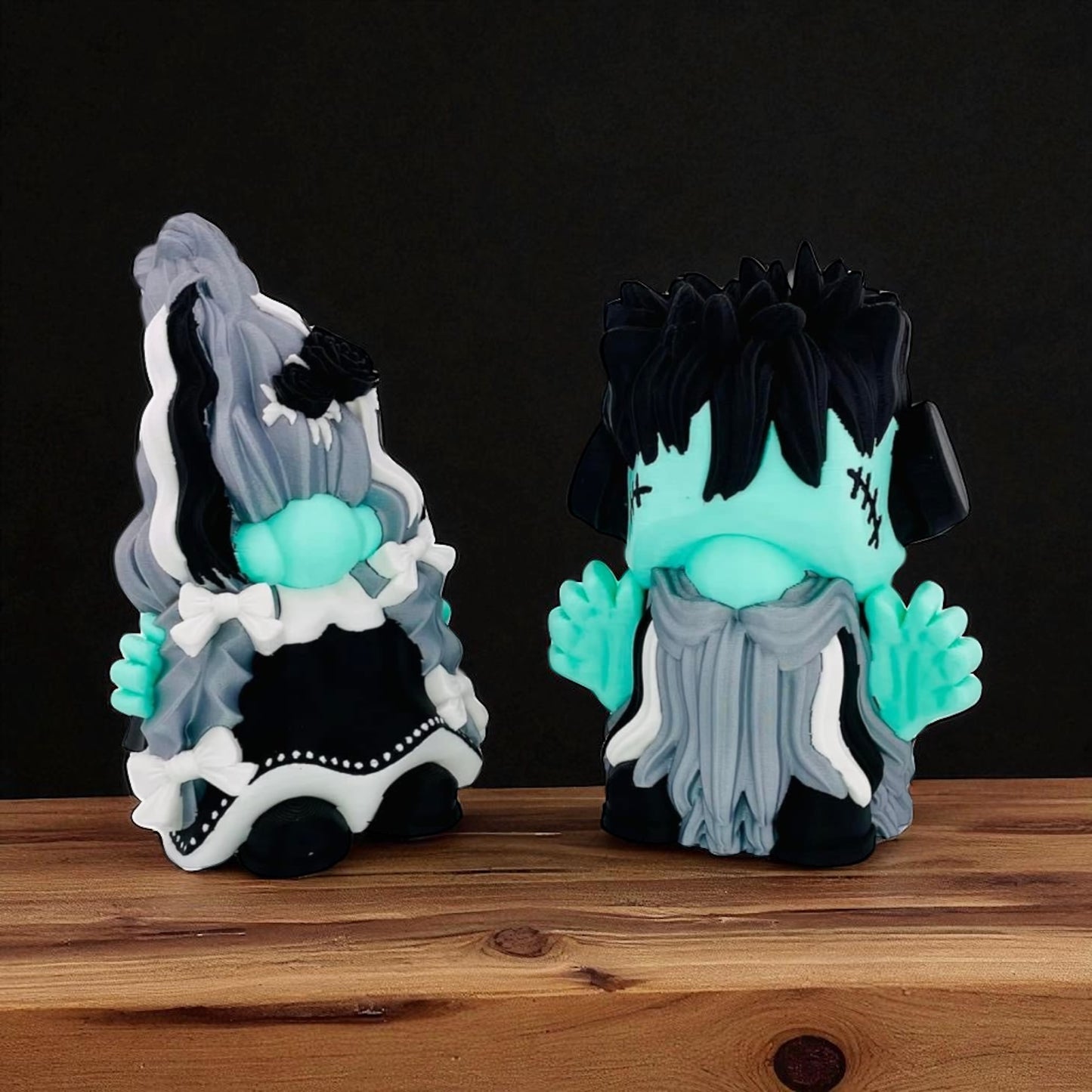 Frankenstein & Bride Halloween Gnome Set – 3D Printed