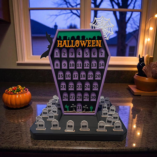 🪦 Halloween Countdown Coffin Calendar – Spooky Graveyard Style