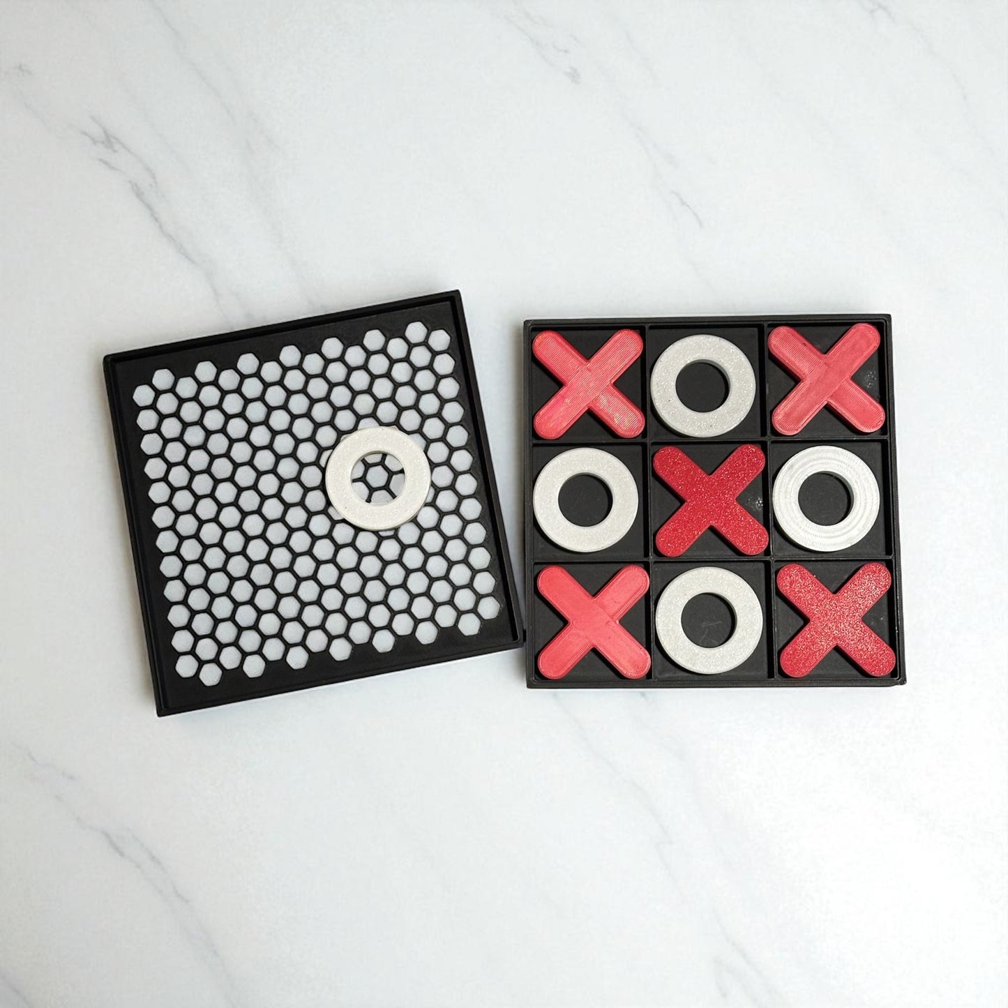 Tic Tac Toe Game Set – Red X and White O with Storage Case