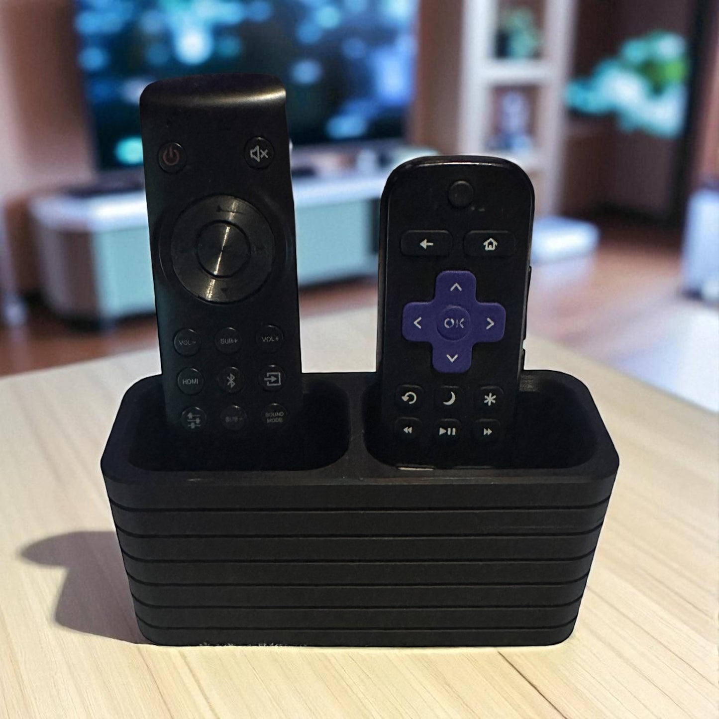 Double Remote Control Holder – 3D Printed TV Remote Organizer