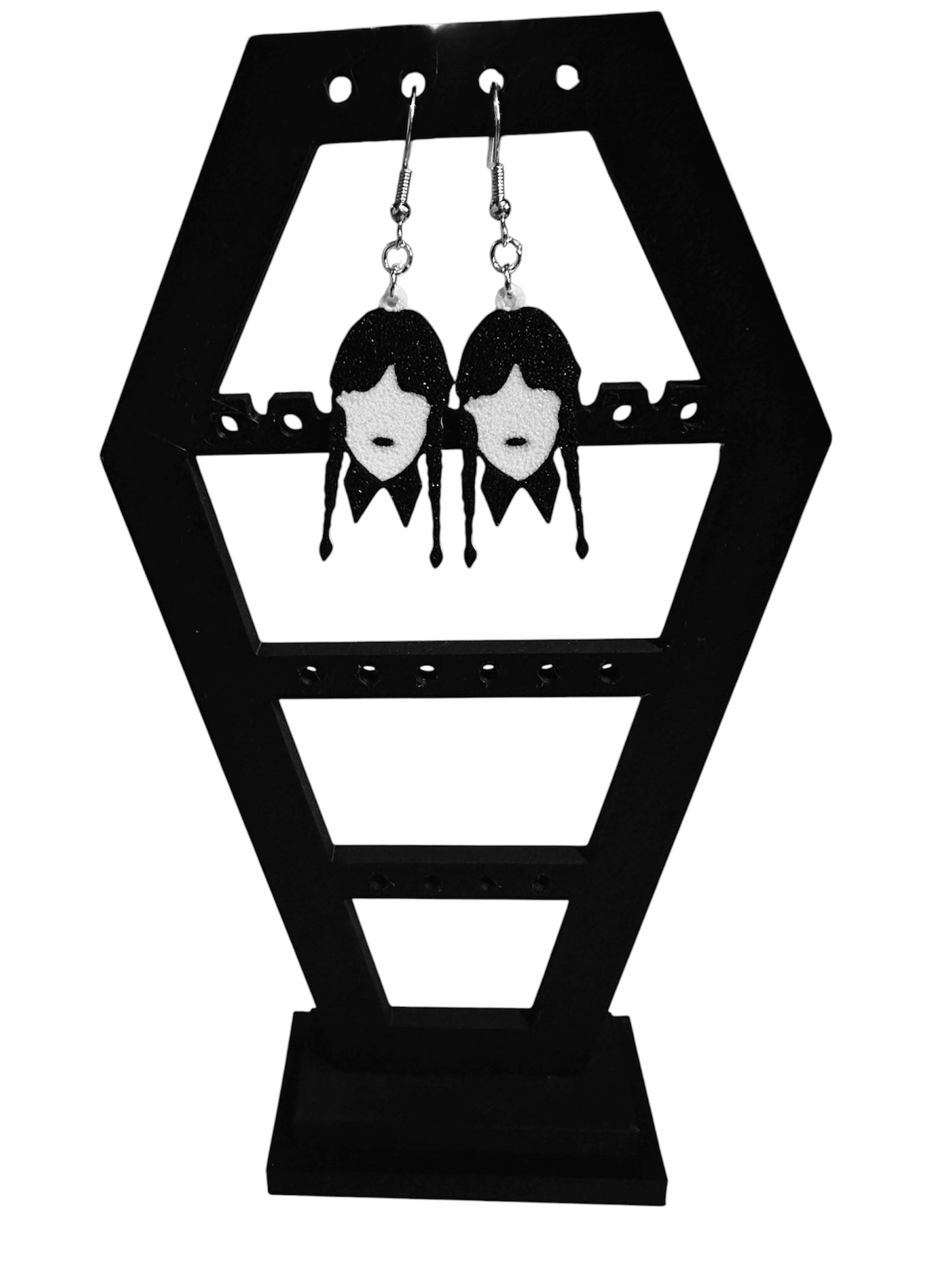 Wednesday Addams Braided Gothic Earrings – Spooky 3D Printed Jewelry