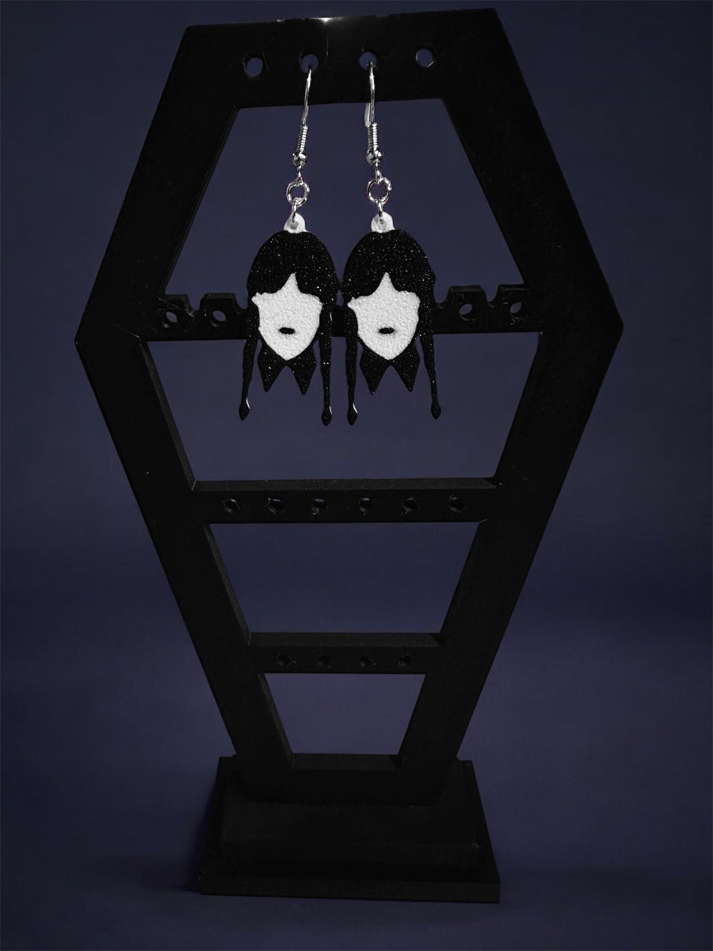 Wednesday Addams Braided Gothic Earrings – Spooky 3D Printed Jewelry