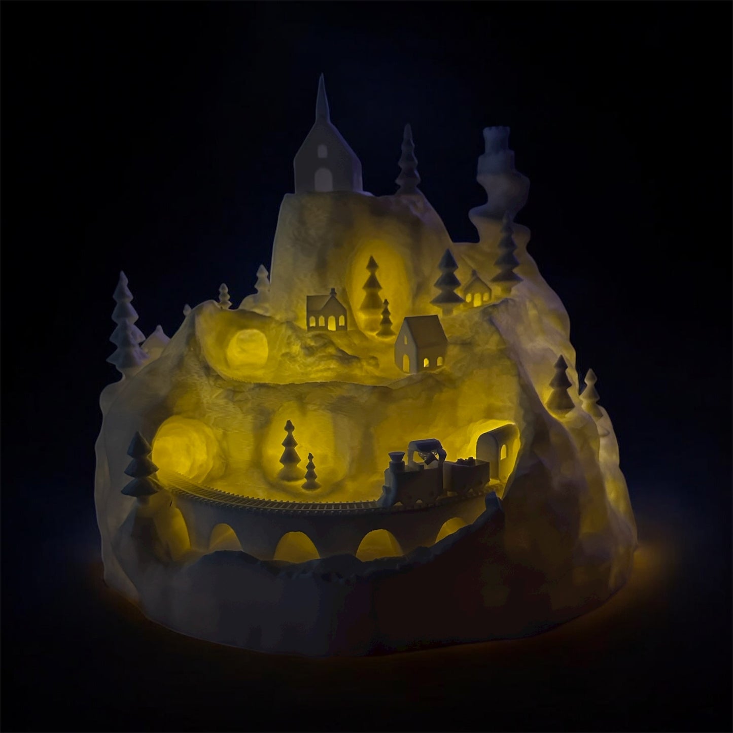 Snowy Mountain Christmas Village – LED Light-Up Holiday Display (Lights Not Included)