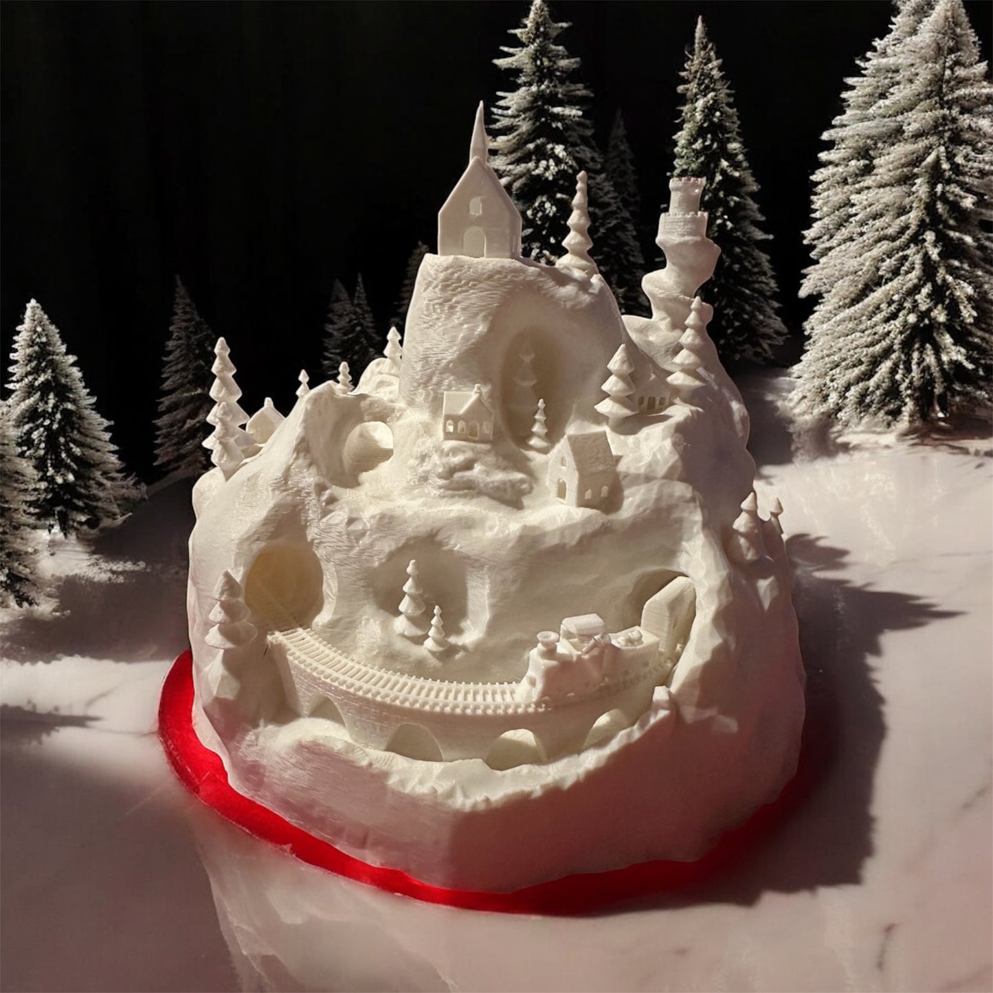 Snowy Mountain Christmas Village – LED Light-Up Holiday Display (Lights Not Included)