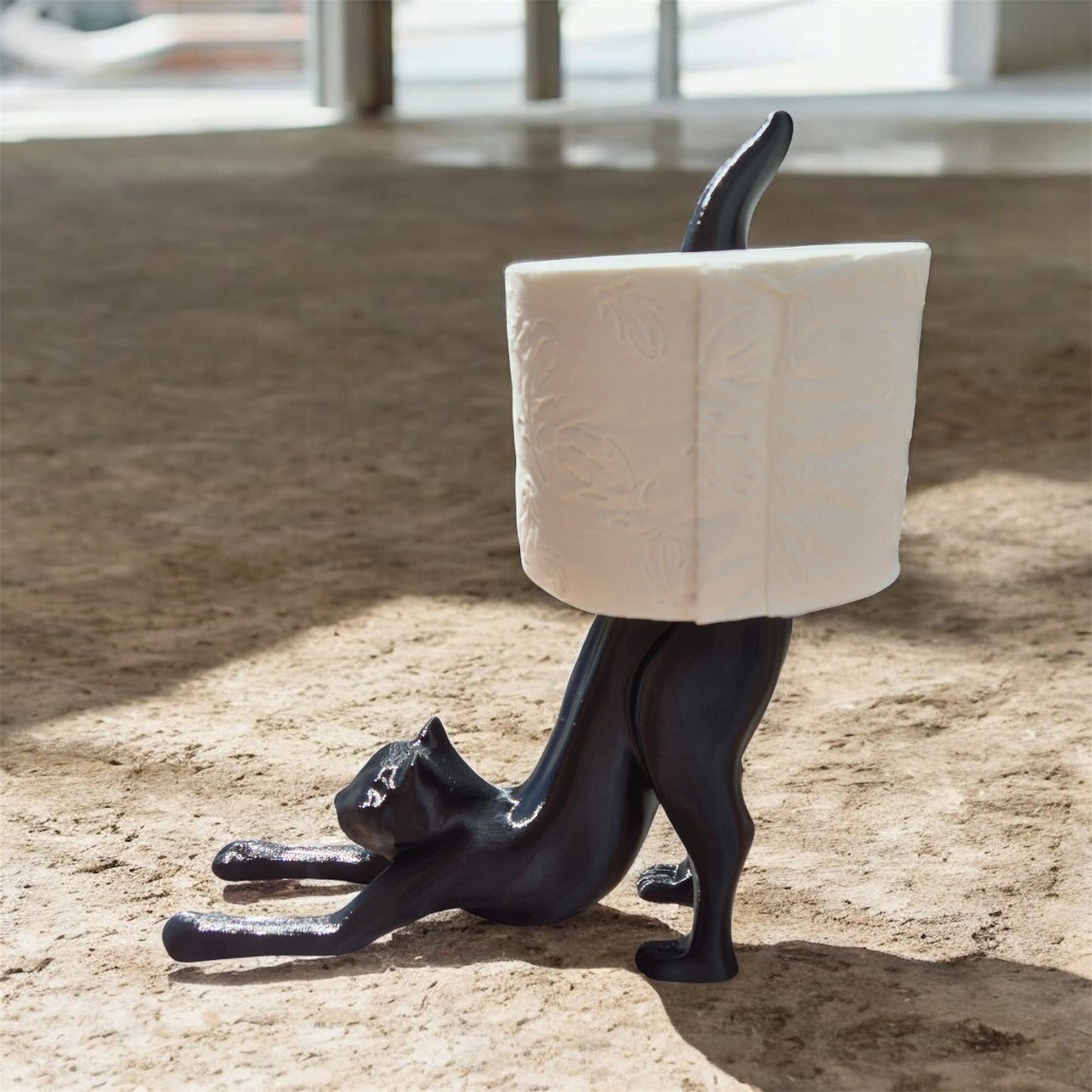 Stretching Cat Toilet Paper Holder – Functional Bathroom Decor