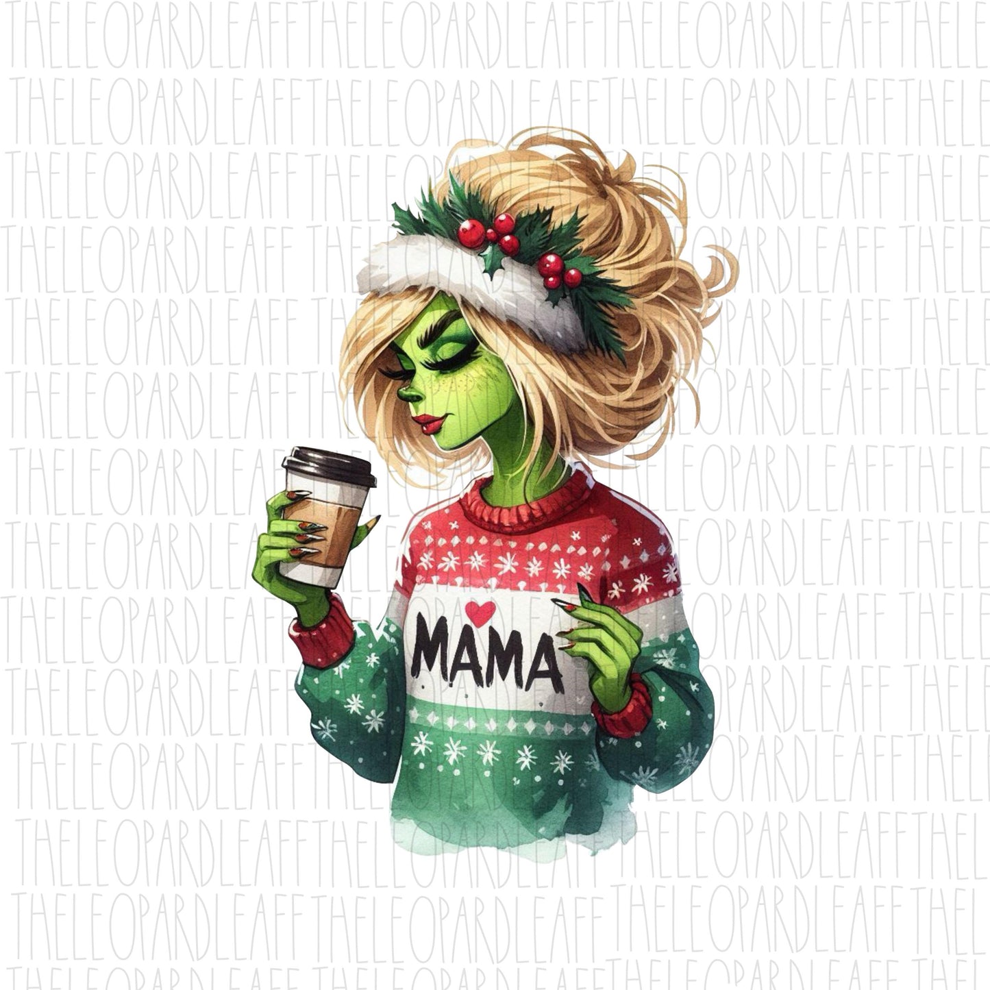 Mama grinch blonde, Christmas, DIGITAL DESIGN **PNG file for Sublimation**