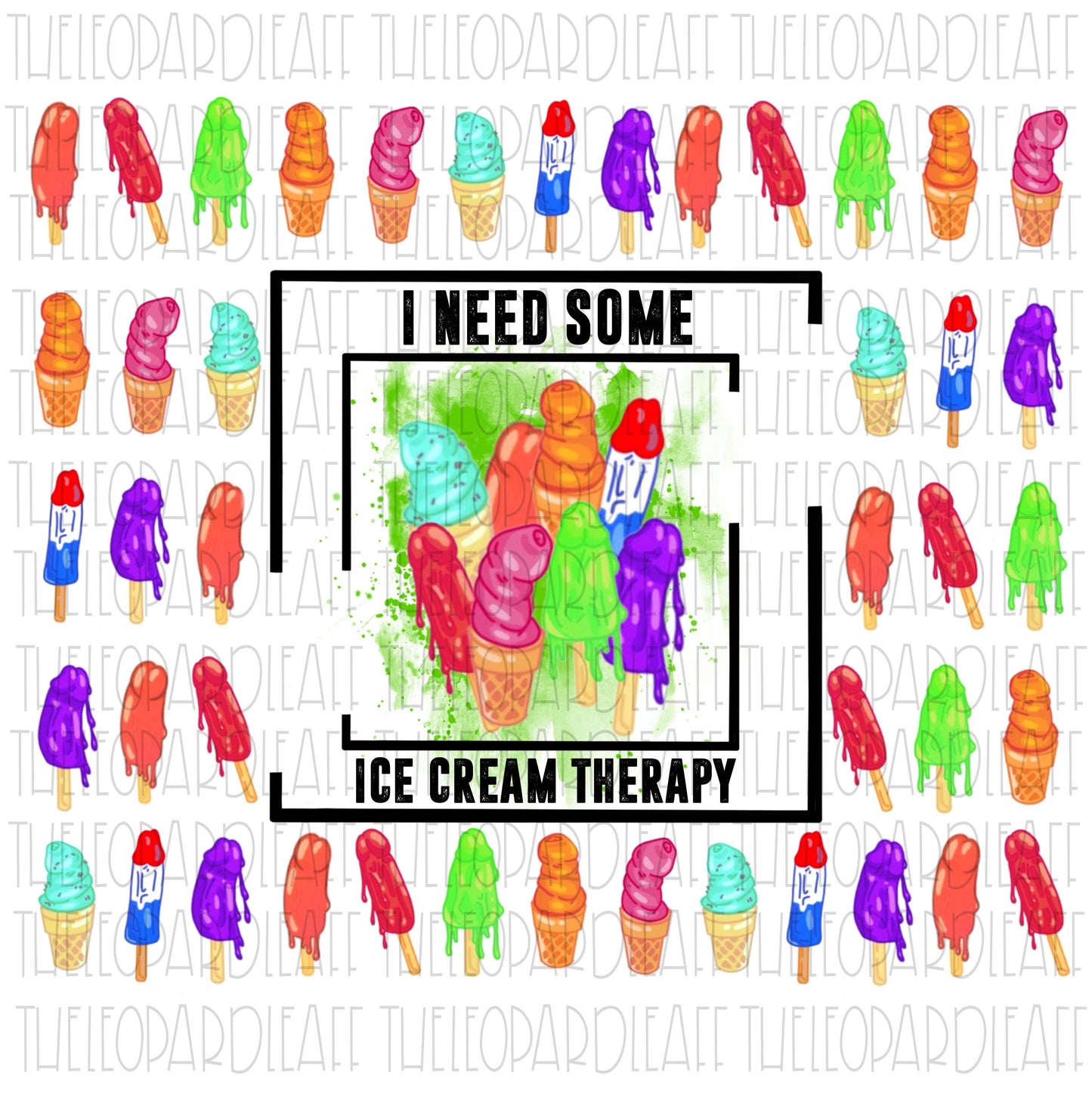I need some Ice Cream therapy, penis, funny, 20oz Skinny Tumbler DIGITAL DESIGN **PNG file for Sublimation**