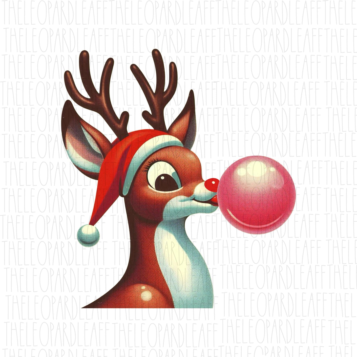 Rudolph the red nose reindeer bubblegum retro, christmas, Santa,DIGITAL DESIGN **PNG file for Sublimation**