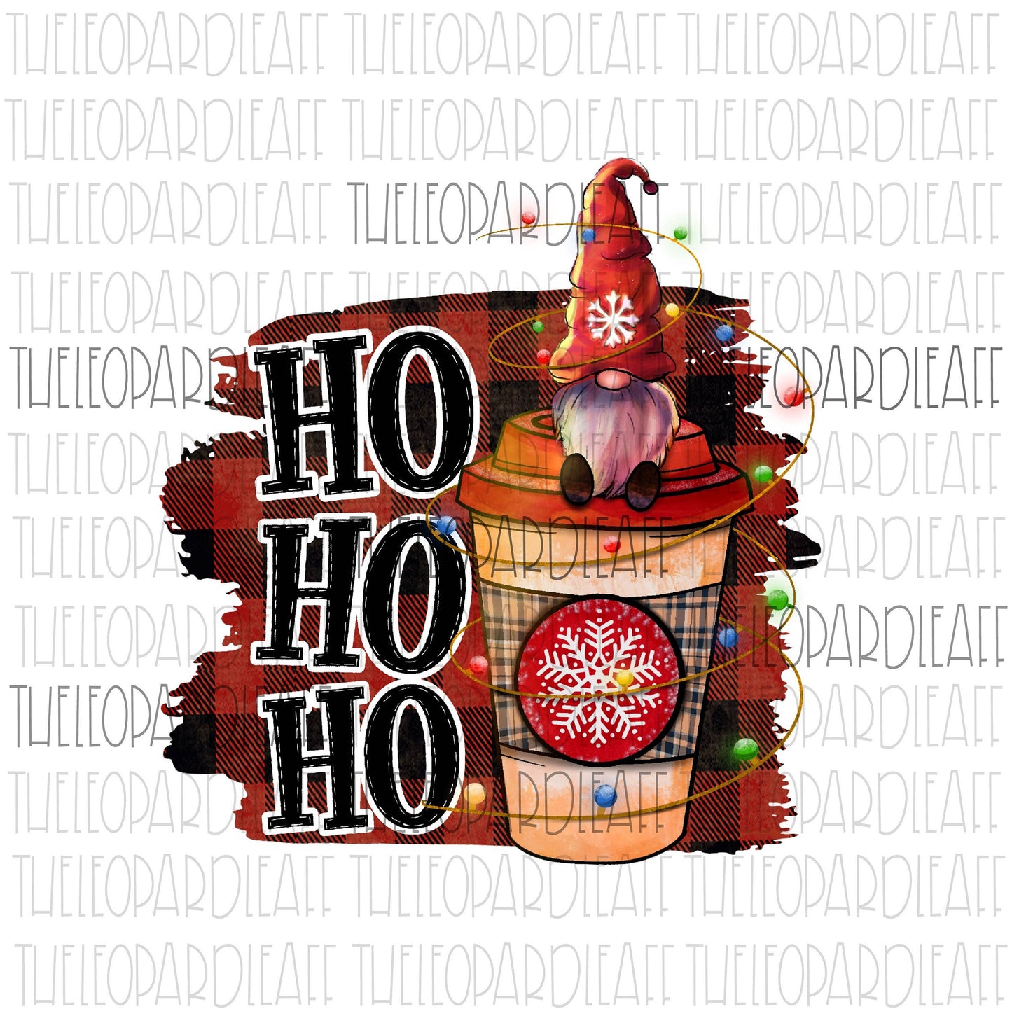 Ho Ho Ho gnome coffee latte, Christmas, DIGITAL DESIGN **PNG file for Sublimation**