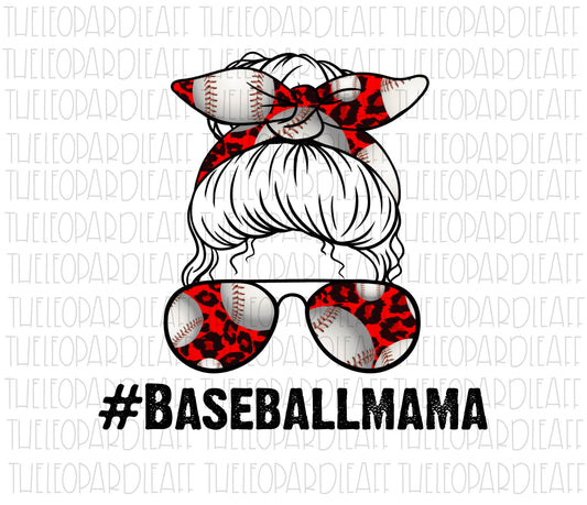 Messy bun baseball mama leopard print DIGITAL DESIGN **PNG file for Sublimation**