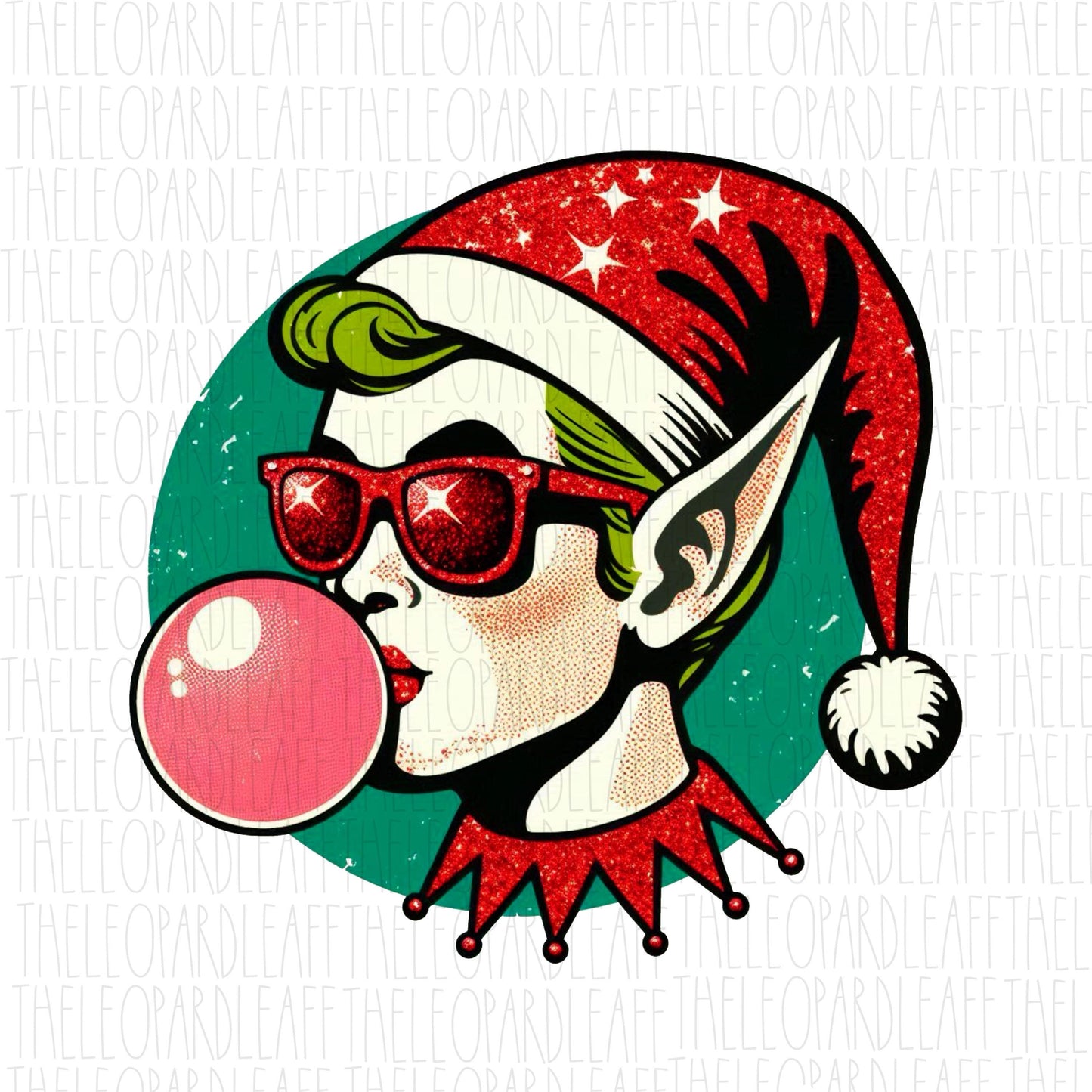 Retro Elf bubblegum, christmas, Santa,DIGITAL DESIGN **PNG file for Sublimation**