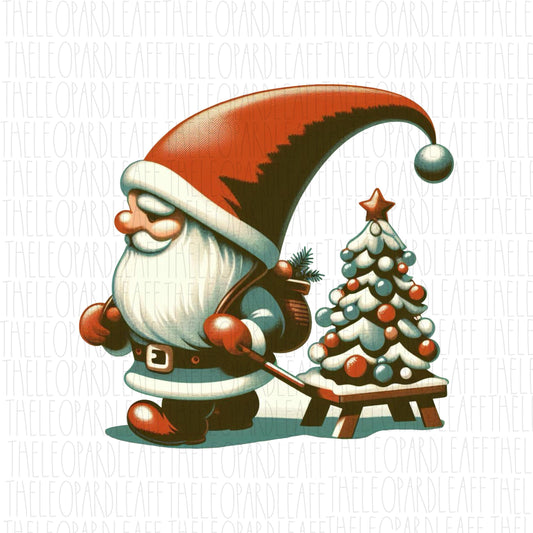 Retro Christmas Gnome, christmas, Santa,DIGITAL DESIGN **PNG file for Sublimation**