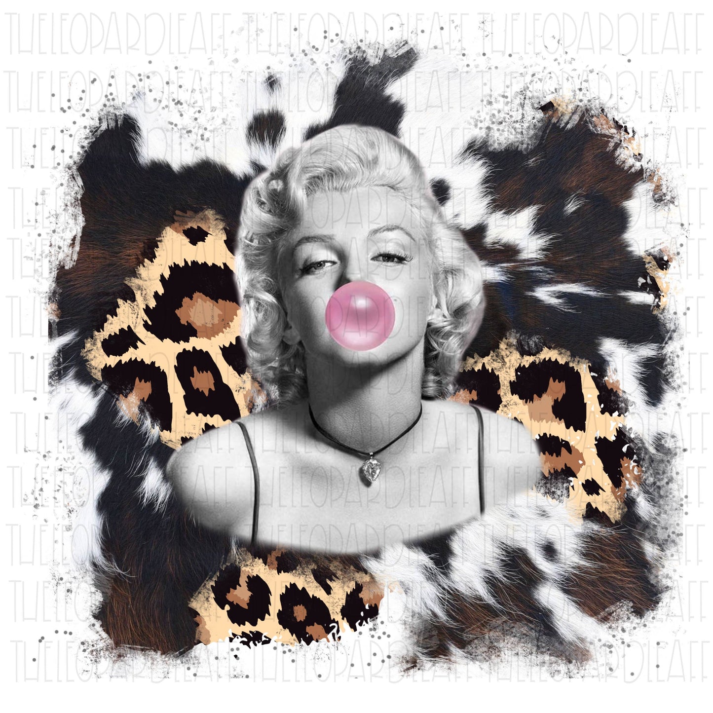 Marilyn Monroe cowhide leopard print DIGITAL DESIGN **PNG file for Sublimation**