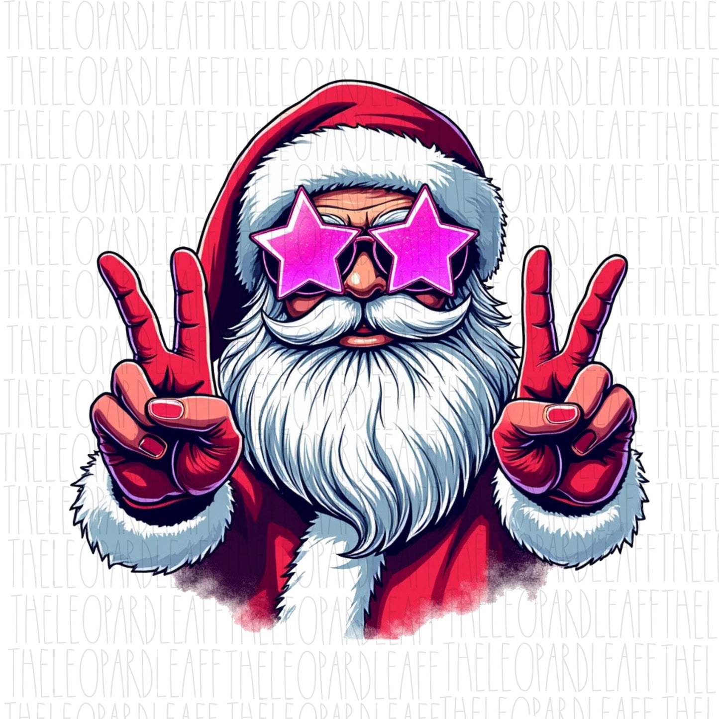 Retro Santa Claus peace sign, christmas, Santa,DIGITAL DESIGN **PNG file for Sublimation**