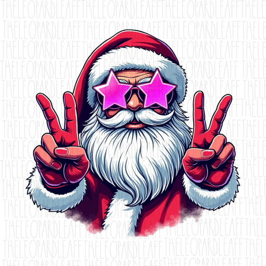 Retro Santa Claus peace sign, christmas, Santa,DIGITAL DESIGN **PNG file for Sublimation**