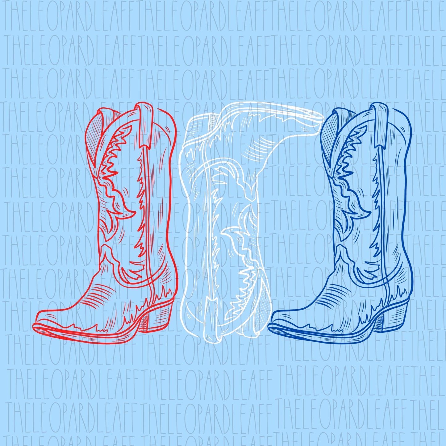 Red white and blue cowgirl boots, 4th of July, DIGITAL DESIGN **PNG file**