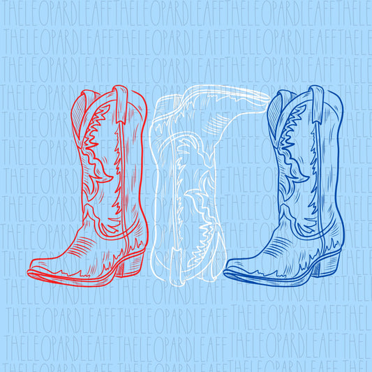 Red white and blue cowgirl boots, 4th of July, DIGITAL DESIGN **PNG file**