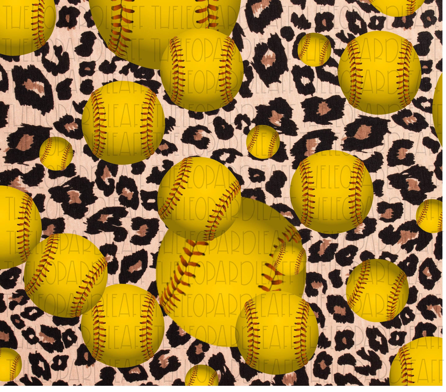 Softball leopard print, Digital Paper, 20oz skinny tumbler,DIGITAL DESIGN **PNG file for Sublimation**